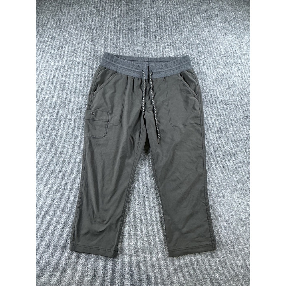 Columbia Gray Capri Hiking Pants Womens Large Drawstring Cargo 1856311